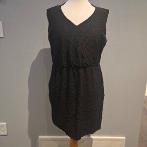 Mélissa Nepton Women’s Lace Overlay V-Neck Dress | Size XL | Black